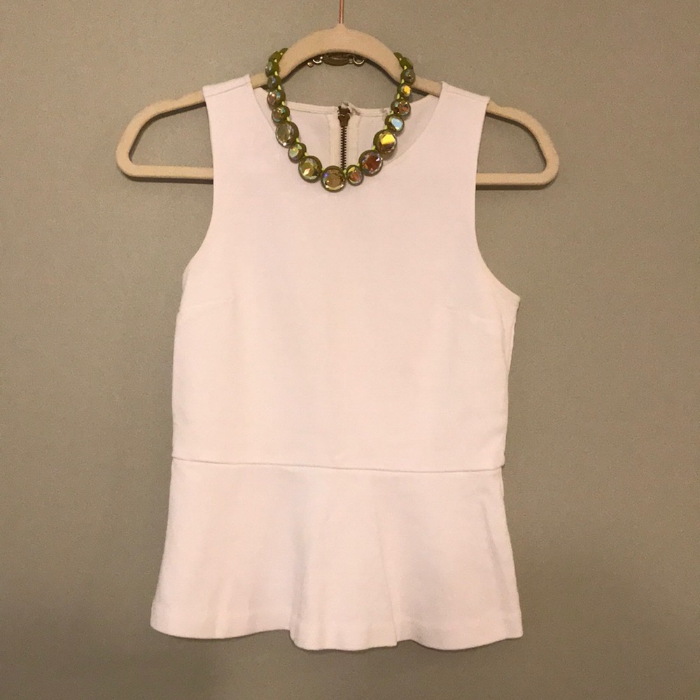 J.Crew Ivory Sleeveless Peplum Top